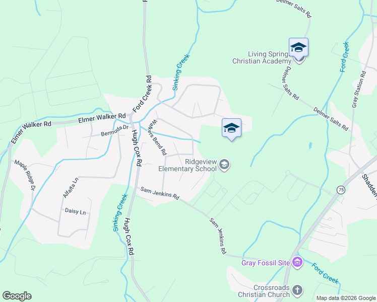 map of restaurants, bars, coffee shops, grocery stores, and more near 209 Walker Street in Johnson City