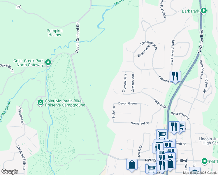 map of restaurants, bars, coffee shops, grocery stores, and more near 219 Ridgefield in Bentonville