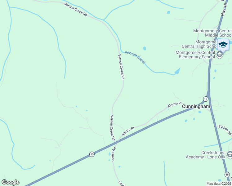 map of restaurants, bars, coffee shops, grocery stores, and more near 4036 Vernon Creek Road in Cunningham