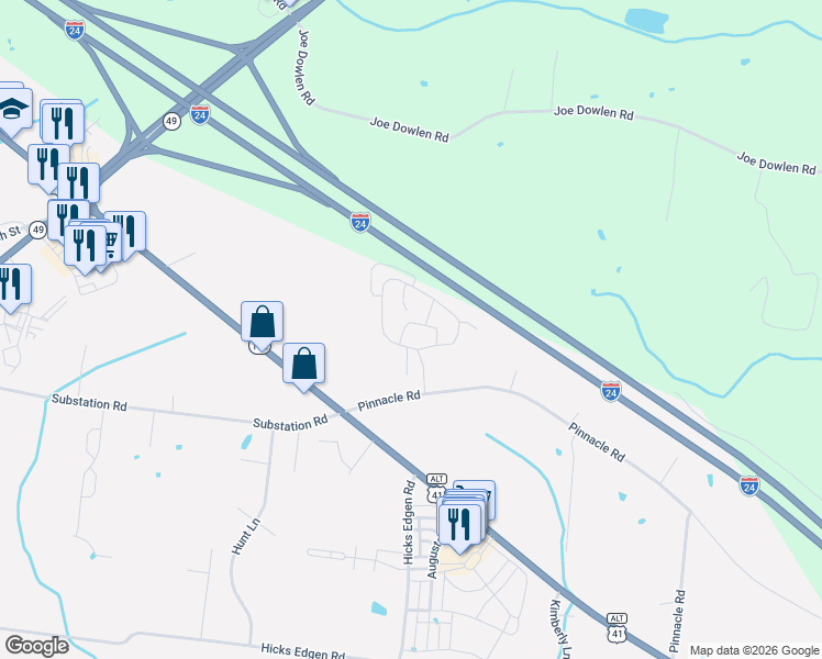 map of restaurants, bars, coffee shops, grocery stores, and more near 175 Emerald Circle in Pleasant View