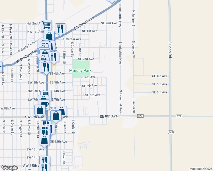 map of restaurants, bars, coffee shops, grocery stores, and more near 500 South Gum Street in Perryton
