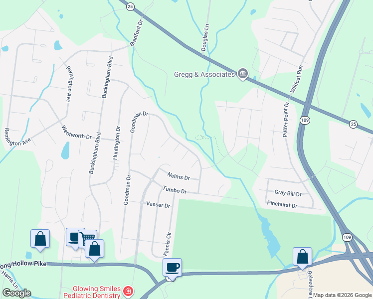map of restaurants, bars, coffee shops, grocery stores, and more near 809 Bauman Court in Gallatin