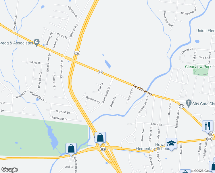 map of restaurants, bars, coffee shops, grocery stores, and more near 116 Summerlin Drive in Gallatin
