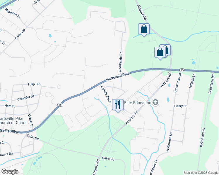 map of restaurants, bars, coffee shops, grocery stores, and more near 454 South Rocky Top Street in Gallatin