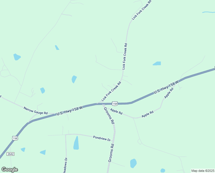 map of restaurants, bars, coffee shops, grocery stores, and more near 170 Lick Fork Creek Road in Reidsville