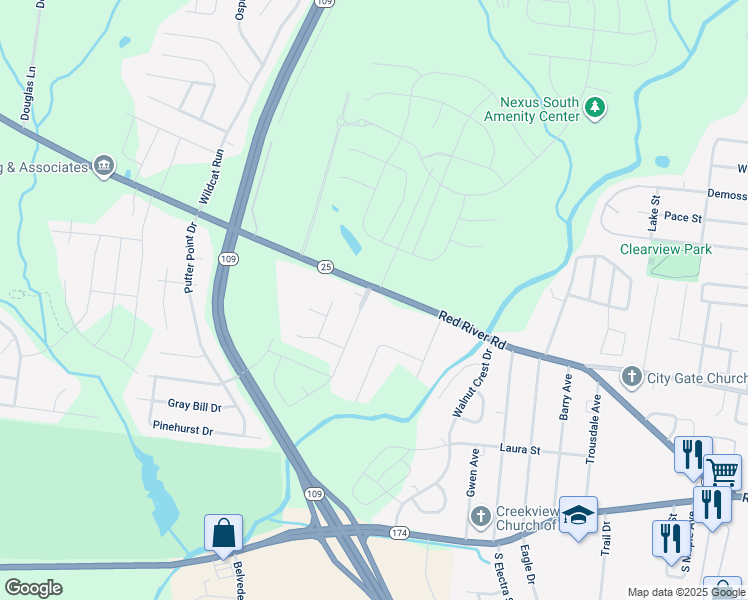 map of restaurants, bars, coffee shops, grocery stores, and more near 101 Summerlin Dr in Gallatin