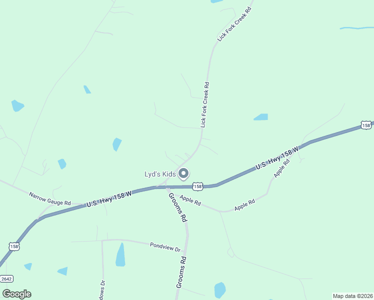 map of restaurants, bars, coffee shops, grocery stores, and more near 184 Lick Fork Creek Road in Reidsville