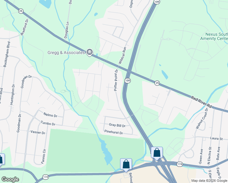 map of restaurants, bars, coffee shops, grocery stores, and more near 148 Putter Point Drive in Gallatin