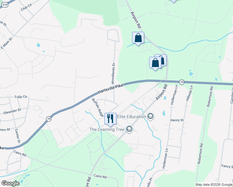 map of restaurants, bars, coffee shops, grocery stores, and more near 439 Rocky Crest Drive in Gallatin