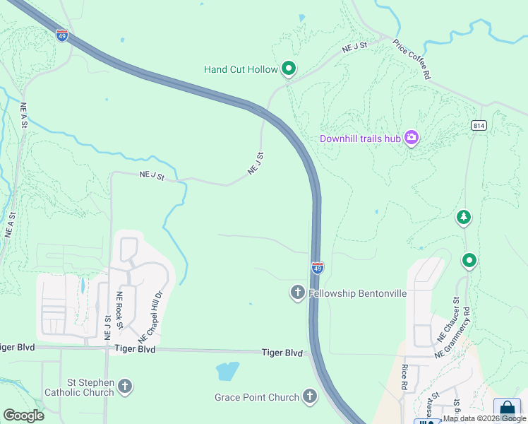 map of restaurants, bars, coffee shops, grocery stores, and more near 2203 McCollum Drive in Bentonville