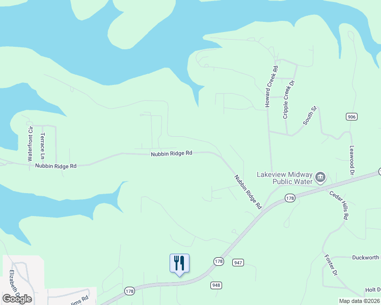 map of restaurants, bars, coffee shops, grocery stores, and more near 483 Nubbin Ridge Road in Lakeview