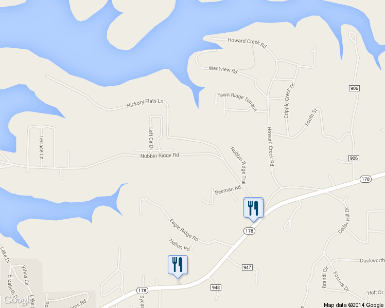 map of restaurants, bars, coffee shops, grocery stores, and more near 483 Nubbin Ridge Road in Lakeview