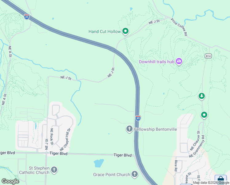 map of restaurants, bars, coffee shops, grocery stores, and more near 2203 McCollum Drive in Bentonville