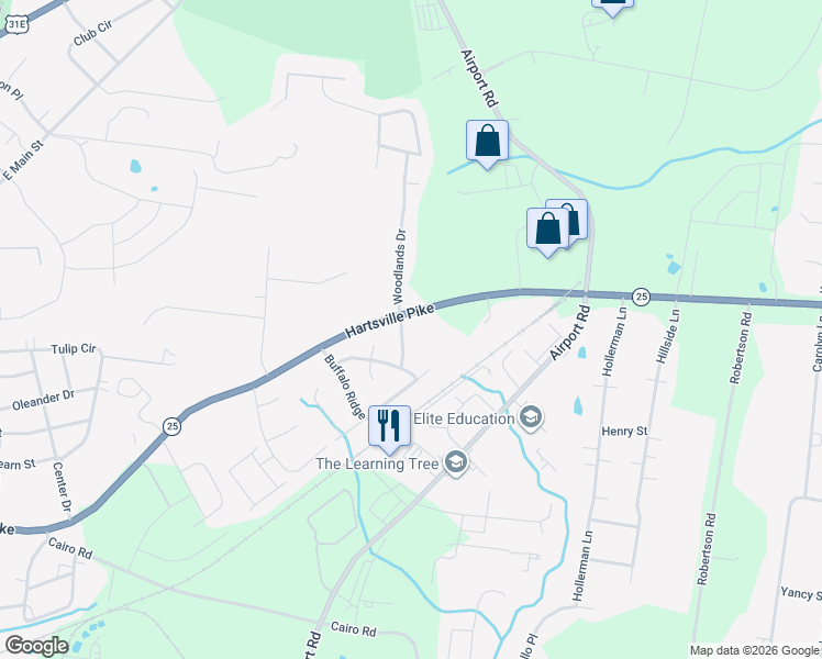 map of restaurants, bars, coffee shops, grocery stores, and more near 439 Rocky Crest Drive in Gallatin