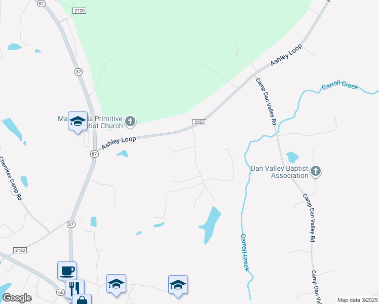 map of restaurants, bars, coffee shops, grocery stores, and more near 158 Meador Lake Road in Reidsville