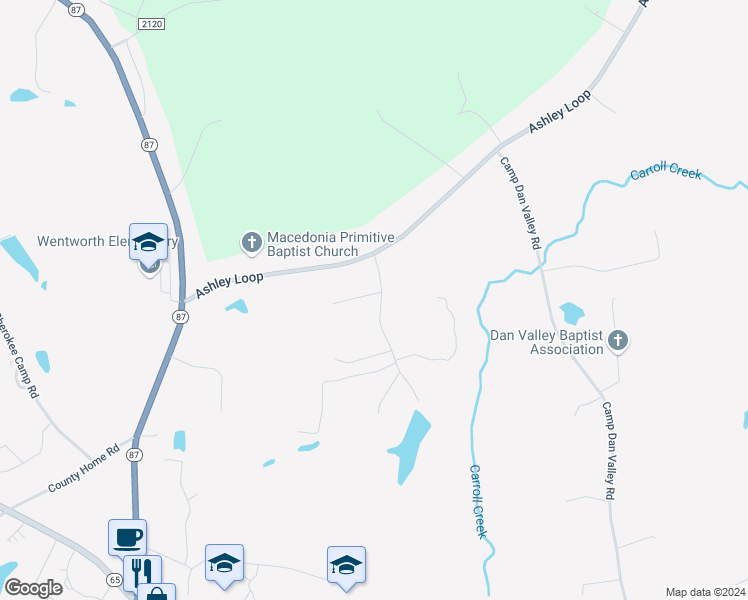 map of restaurants, bars, coffee shops, grocery stores, and more near 158 Meador Lake Road in Reidsville