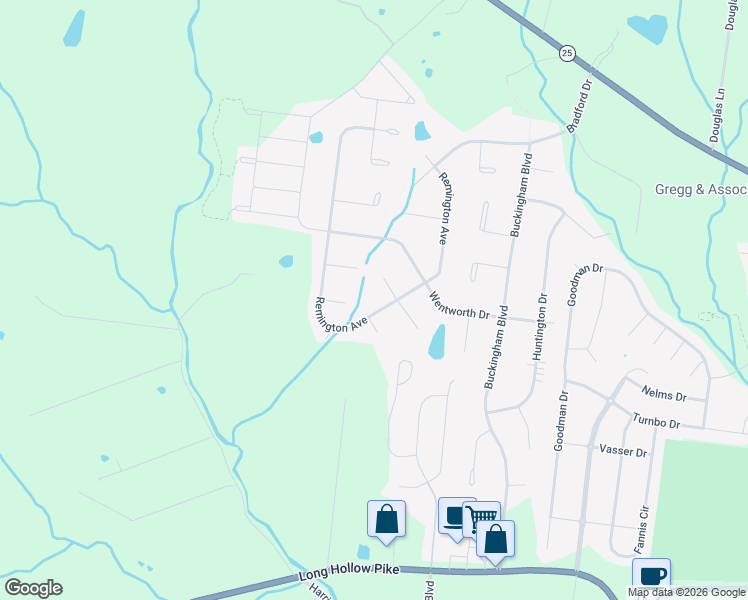 map of restaurants, bars, coffee shops, grocery stores, and more near 350 Remington Avenue in Gallatin