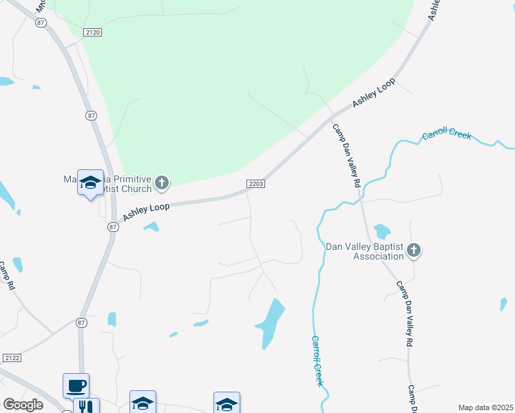 map of restaurants, bars, coffee shops, grocery stores, and more near 3025 Ashley Loop in Reidsville