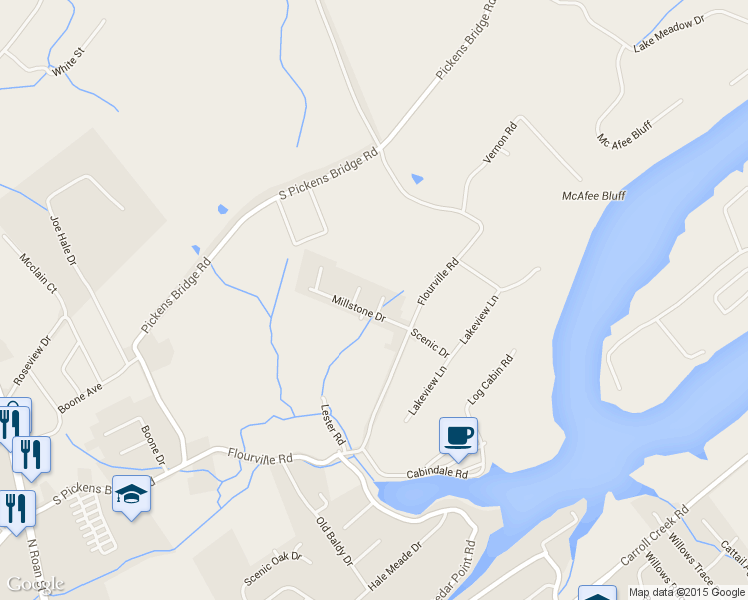 map of restaurants, bars, coffee shops, grocery stores, and more near 403 Brookwood Drive in Johnson City