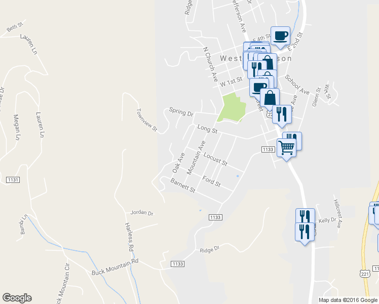 map of restaurants, bars, coffee shops, grocery stores, and more near 507 Locust Street in West Jefferson