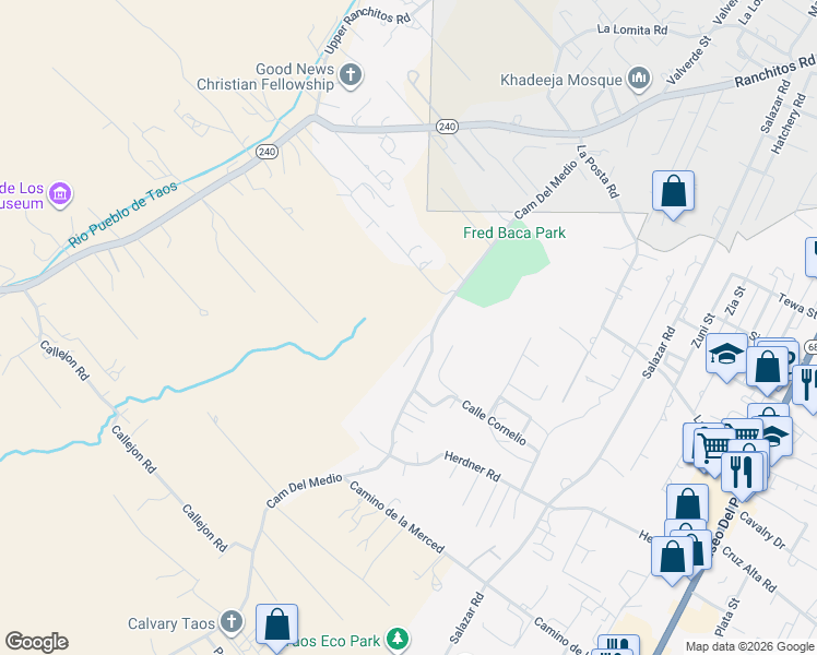 map of restaurants, bars, coffee shops, grocery stores, and more near in Taos