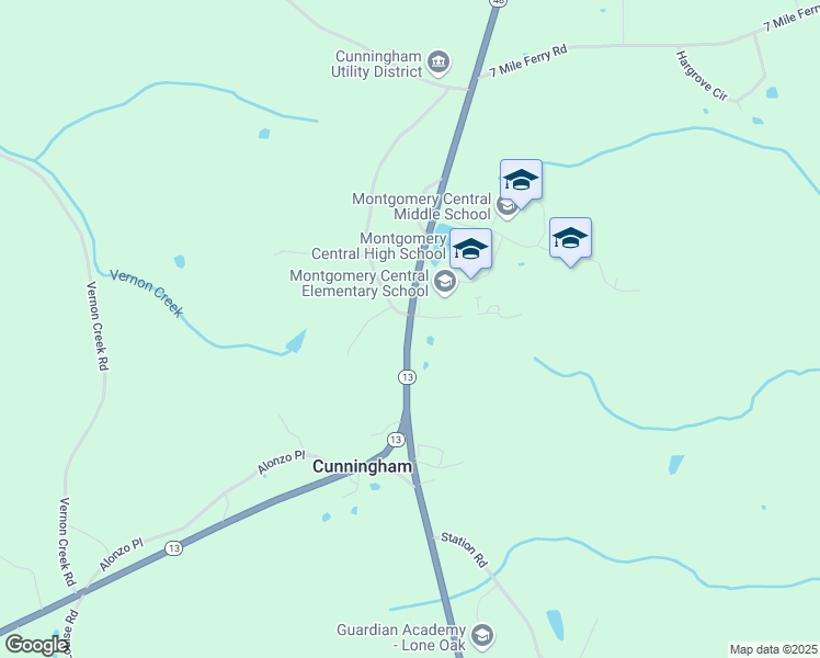 map of restaurants, bars, coffee shops, grocery stores, and more near 4011 State Highway 48 in Cunningham