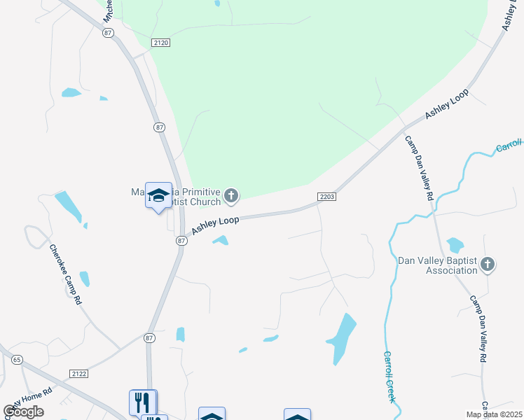 map of restaurants, bars, coffee shops, grocery stores, and more near 3134 Ashley Loop in Reidsville