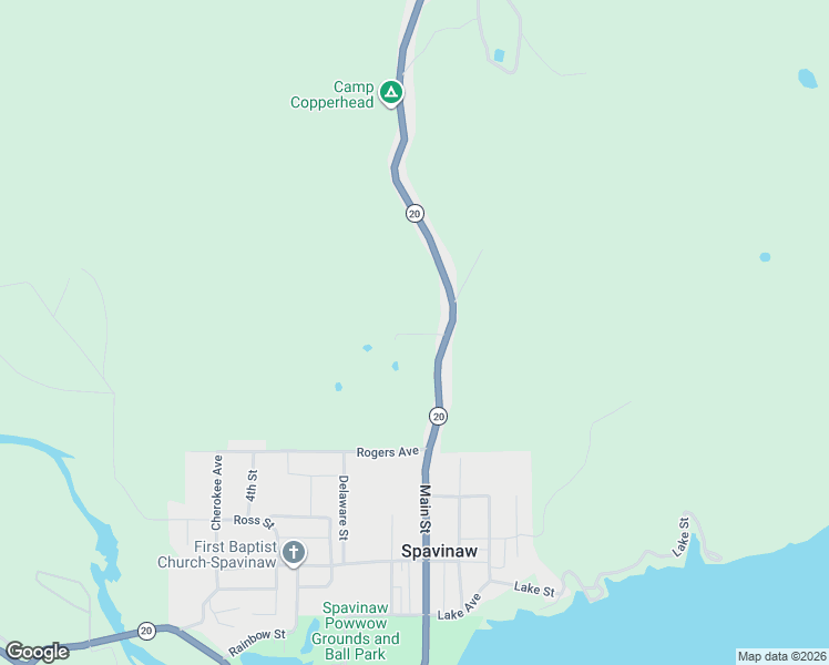 map of restaurants, bars, coffee shops, grocery stores, and more near 11590 East 427 in Spavinaw