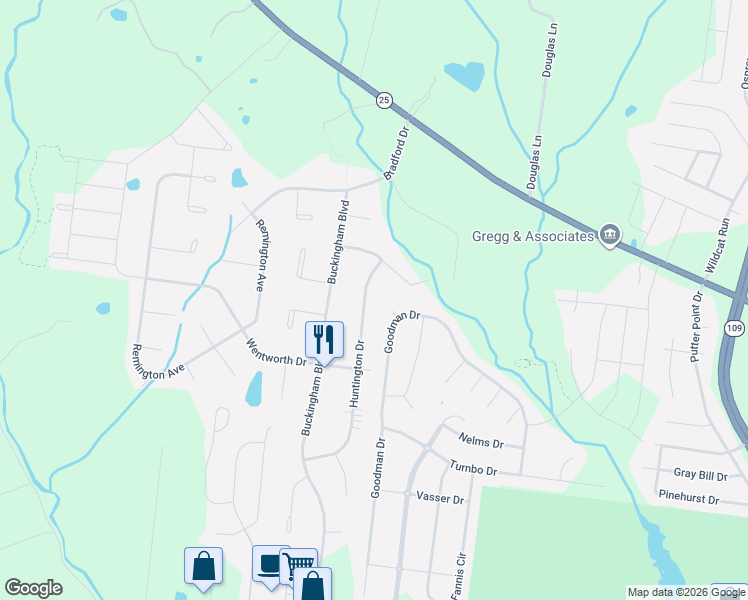 map of restaurants, bars, coffee shops, grocery stores, and more near 368 Huntington Drive in Gallatin