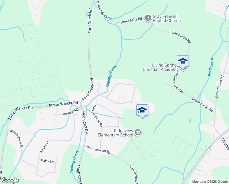 map of restaurants, bars, coffee shops, grocery stores, and more near 286 Highland Hills Drive in Gray