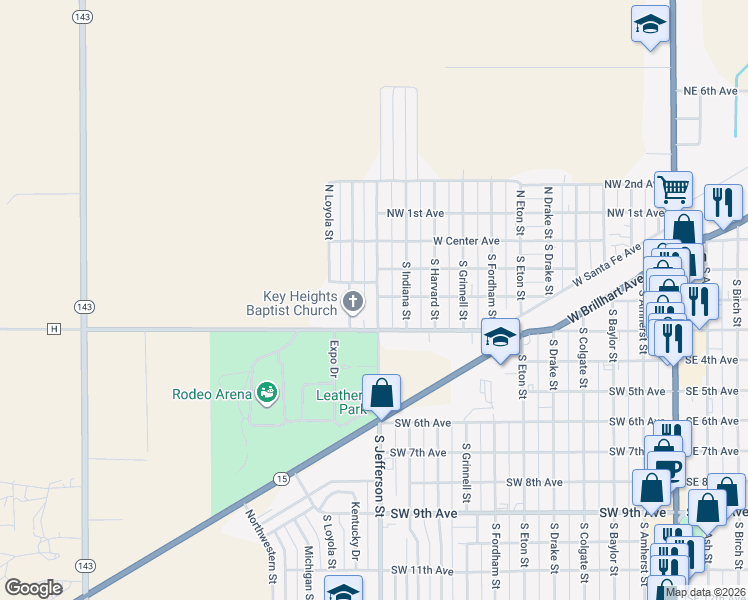 map of restaurants, bars, coffee shops, grocery stores, and more near 946-998 Southwest 2nd Avenue in Perryton