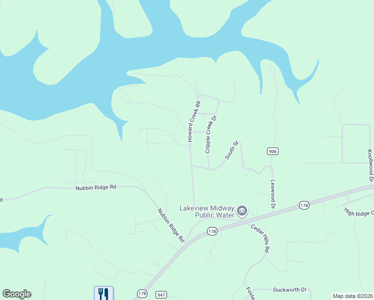 map of restaurants, bars, coffee shops, grocery stores, and more near 562 Howard Creek Road in Midway