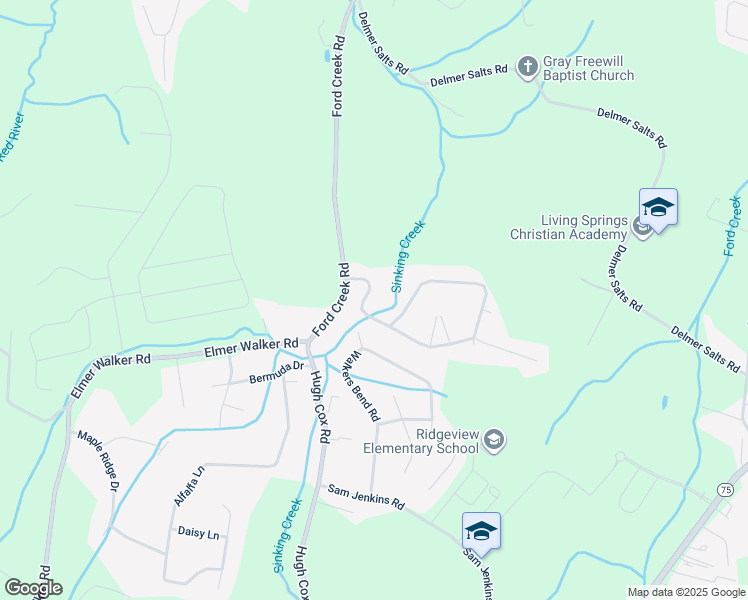 map of restaurants, bars, coffee shops, grocery stores, and more near 216 Highland Hills Drive in Gray
