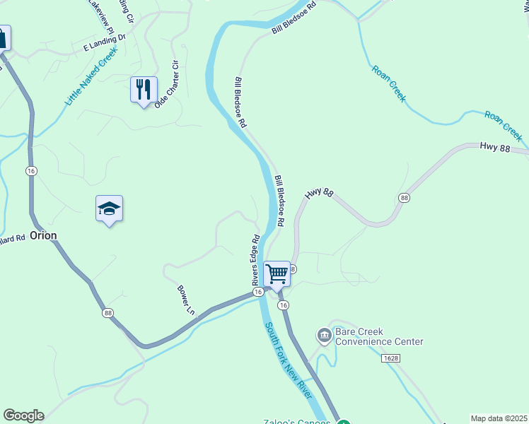 map of restaurants, bars, coffee shops, grocery stores, and more near 410 Rivers Edge Road in Jefferson