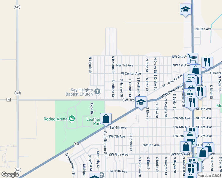map of restaurants, bars, coffee shops, grocery stores, and more near 946-998 Southwest 2nd Avenue in Perryton