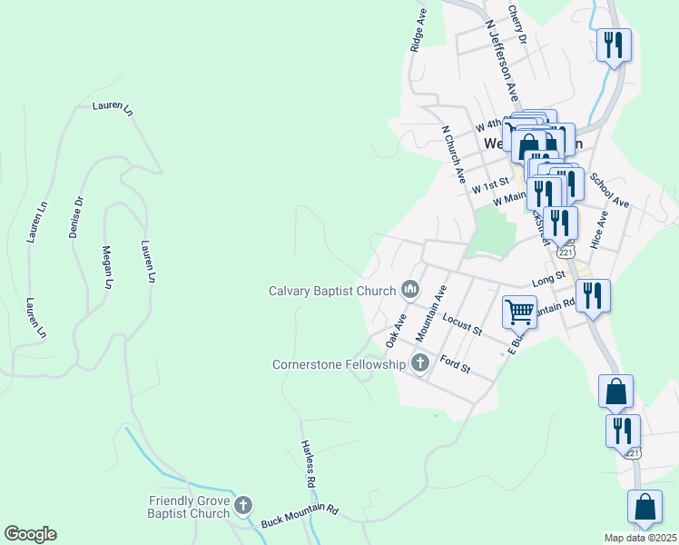 map of restaurants, bars, coffee shops, grocery stores, and more near 419 Townview Street in West Jefferson