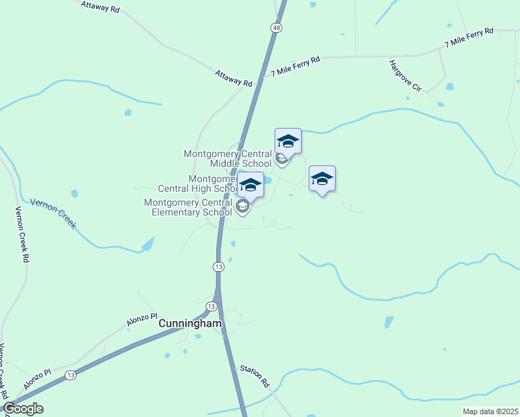 map of restaurants, bars, coffee shops, grocery stores, and more near 4011 State Highway 48 in Cunningham