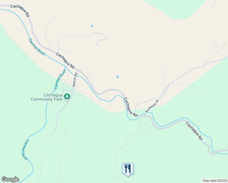 map of restaurants, bars, coffee shops, grocery stores, and more near 18840 Cachagua Road in Carmel Valley