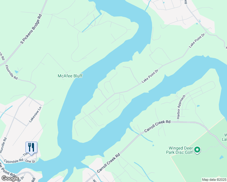 map of restaurants, bars, coffee shops, grocery stores, and more near 114 Point Shore Private Drive in Piney Flats