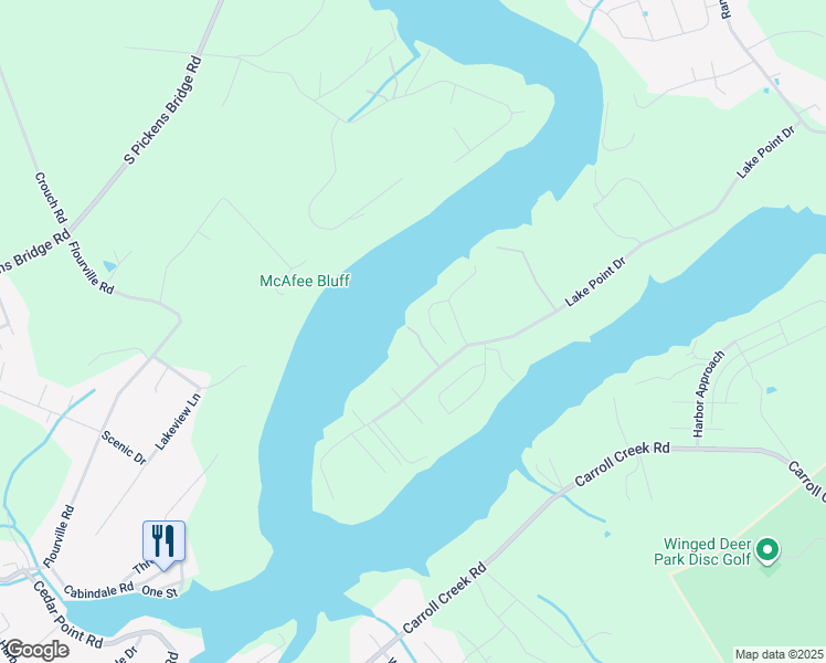 map of restaurants, bars, coffee shops, grocery stores, and more near 728 Lake Point Drive in Piney Flats