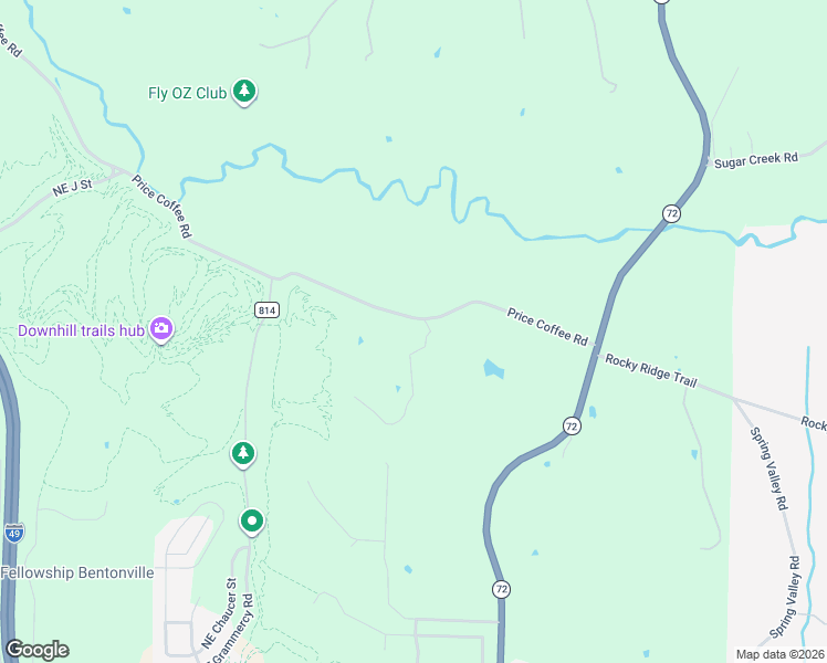 map of restaurants, bars, coffee shops, grocery stores, and more near 9617 Price Coffee Road in Bentonville
