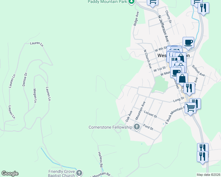 map of restaurants, bars, coffee shops, grocery stores, and more near 392 Townview Street in West Jefferson