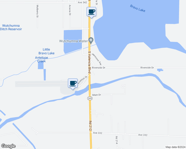 map of restaurants, bars, coffee shops, grocery stores, and more near 858 South Valencia Boulevard in Woodlake