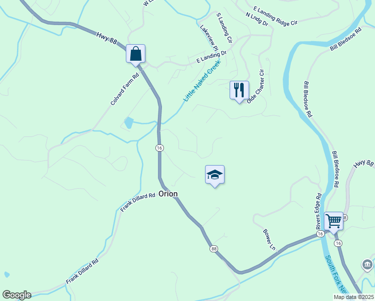 map of restaurants, bars, coffee shops, grocery stores, and more near Proto Drive in Ashe County