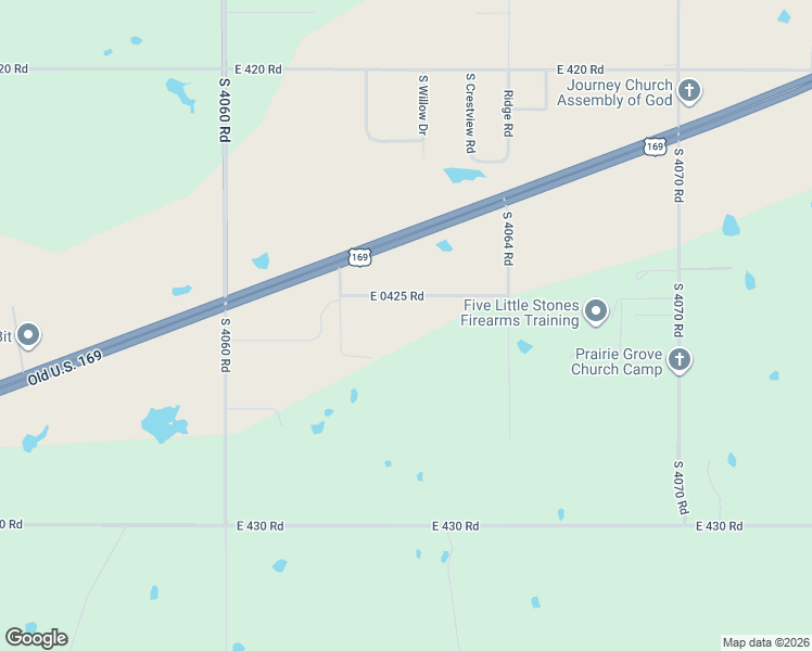 map of restaurants, bars, coffee shops, grocery stores, and more near 3398 East 426 Road in Oologah