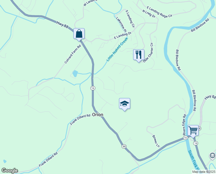 map of restaurants, bars, coffee shops, grocery stores, and more near Proto Drive in Ashe County
