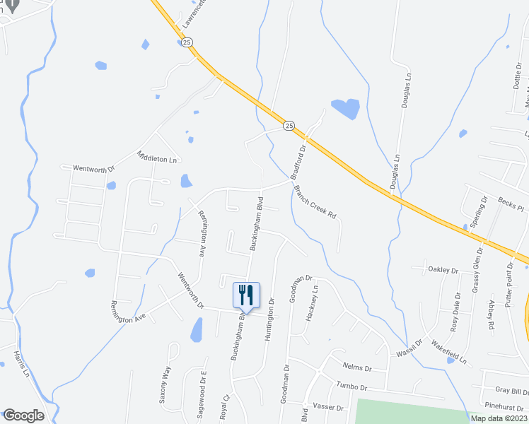 map of restaurants, bars, coffee shops, grocery stores, and more near 439 Buckingham Boulevard in Gallatin