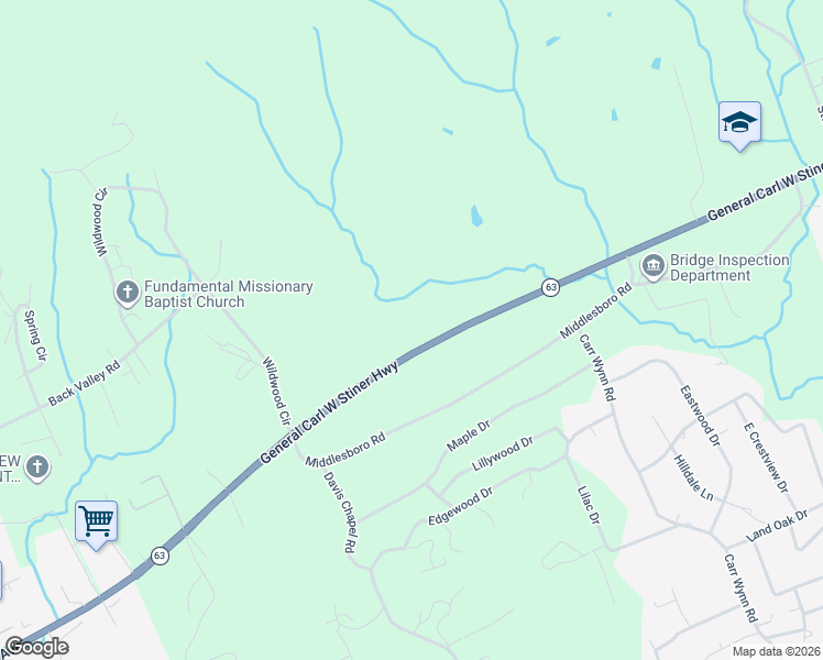 map of restaurants, bars, coffee shops, grocery stores, and more near 217 Middlesboro Road in LaFollette
