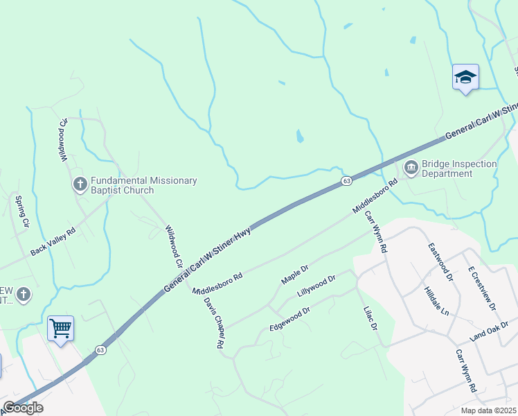 map of restaurants, bars, coffee shops, grocery stores, and more near 217 Middlesboro Road in LaFollette