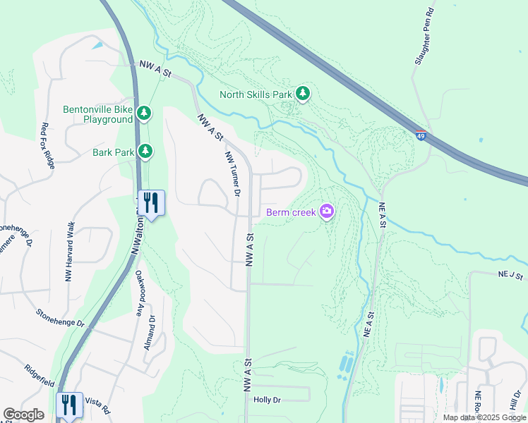 map of restaurants, bars, coffee shops, grocery stores, and more near 2904 Northaven Drive in Bentonville